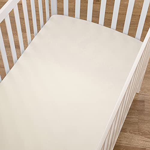 Image of American Baby Company 100% Natural Cotton Fitted Mini Crib Sheet 38 inch x 24 inch - Soft & Breathable Small Nesting Portable Crib Sheet, Fits Pack N Play Mattresses, Cream, for Boys & Girls