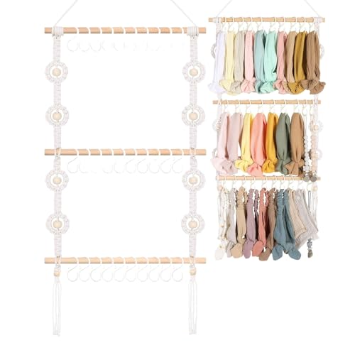 Organizador de arco | Girls Hair Cows Rack | Organizador de peluquería del soporte para la diadema | Accesorios para el cabello, soporte tejido en pared, herramienta de visualización multicapa para