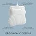 WONDERfoam Thick Padded Ergonomic Bath Pillow for Tub, Bathtub Headrest Neck and Back Support, Strong Suction Cups, Machine Washable Breathable Mesh Quick Dry Pillows, Luxury Spa Accessories, White