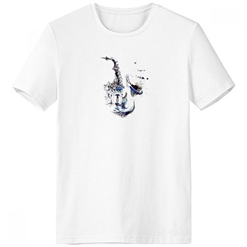 T-shirt Sax Aquarelle en Coton Confortable Blanc pour Homme et Femme