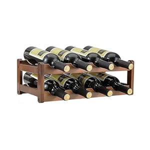 K KELBEL Bamboo Wine Rack,8 Bottles Freestanding Wine Holder 2 Tiers Display Holder Vintage Wine Storage Organizer for Kitchen, Pantry, Cellar, Bar,Cabinet,Cupboard