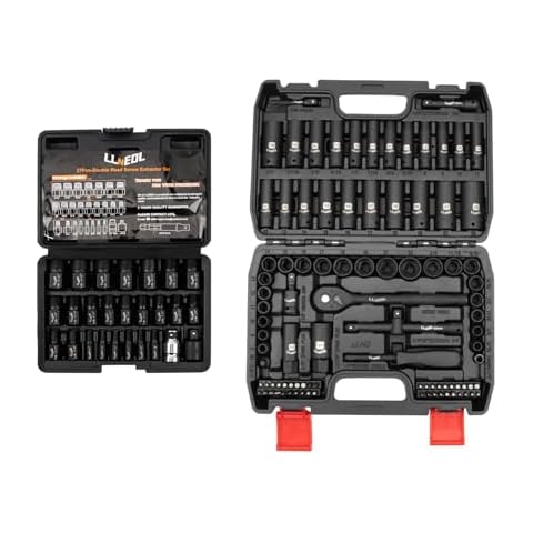 LLNEDL 95Pcs 3/8" Socket Set + 27Pcs Screw Extractor Set Cover