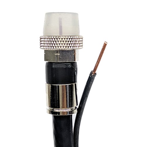 PHAT SATELLITE INTL 100ft Solid Copper RG6 Direct Burial Underground 18AWG 75 Ohm Coaxial Cable with 17AWG Messenger Ground Wire Weather Boot Connectors UL ETL Assembled in USA