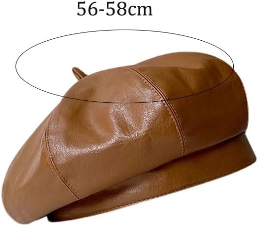 PU Leather Beret Versatile British Artistic Painter's Hat for Ladies