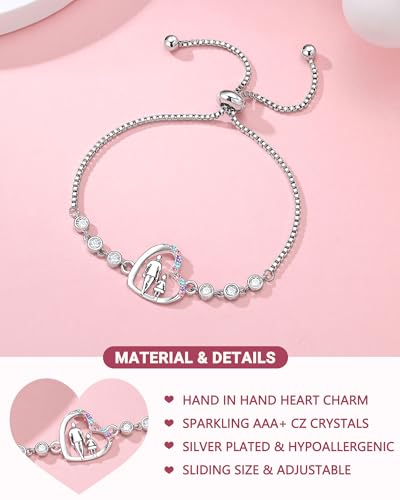 UNGENT THEM Love You Forever Heart Girls Bracelet Daughter Gifts From Dad Birthday Christmas Valentines3