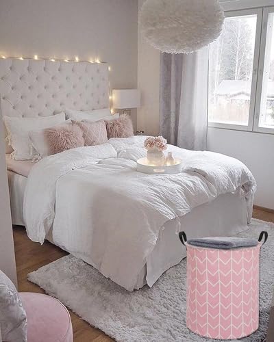 Image of Round Laundry Hamper Storage Basket Fabric Material Storage Hamper Organization Basket, Storage Bin, Gift Box with Handles for Room