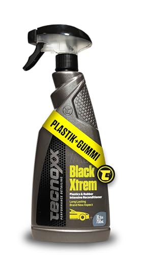 Tecnoxx Black Xtrem Restaurator für Kunststoffe und Gummipflege für Außenbereiche von Autos – UV-Schutz, Natürlicher Glanz, Extreme Haltbarkeit, 750 mL mit Sprühflasche – Professionelle Ergebnisse