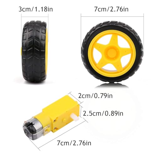 Image of 300 RPM BO Motor and Wheel Combo (4 Motors + 4 Wheels), Dual Shaft Gear Motors for Robotics and Educational Projects