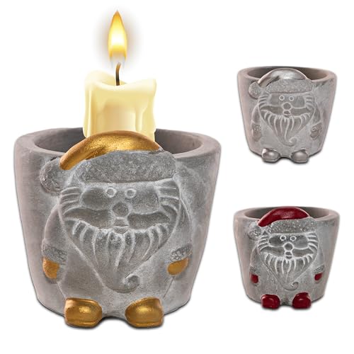 One Goodlife - Velas decorativas para velas de barra o como portavelas | 3 unidades de portavelas para el hogar de hormigón | Cuenco de diseño como decoración de salón o mesa de comedor | decoración