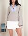 Kedera Womens Striped Business Casual Tops Long Sleeve V-Neck Sweatshirts Collared Oversized Trendy Polo Rugby Shirts Blue and White
