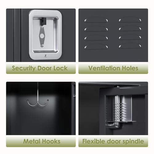 SUPEER Metal Locker Storage Cabinet, Lockers Cabinet for Employees with Lock and 12 Doors,Steel Storage Locker Cabinet for School Office Gym Bedroom,Assembly Required (12 Door-Dark Grey) - Image 5