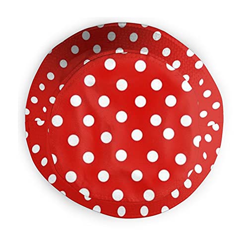 Red And White Polka Dot Bucket Fisherman Hat Sun Protection Hat For Summer Outdoor Traveling #TOP3
