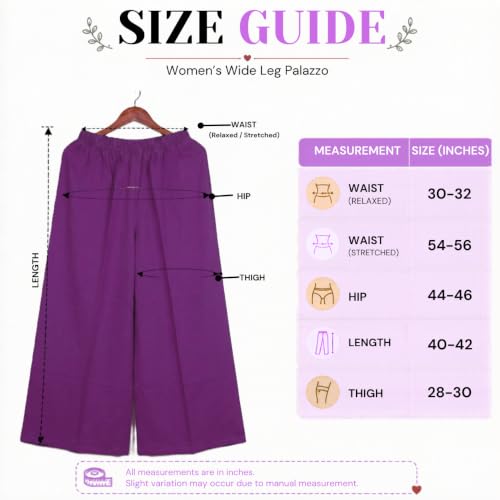Image of Plaazo Women's Cotton Palazzo | Wide Leg Palazzo for Women | Soft Breathable High Waist Bottom Wear | Comfortable Casual, Office, Travel for Women