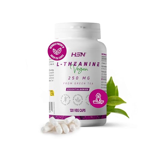 HSN L-Teanina 250mg | 120 Cápsulas Vegetales | Aminoácido Natural del Té Verde con Vitamina B12 y Ácido Pantoténico | Vegano, Sin Gluten, No-GMO