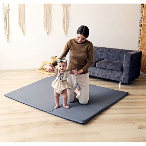 Todale Waterproof Baby Play Mat Super Thick Baby Mat For Floor, Self-Inflating, Foldable Foam Playmat For Todale Playpen- Toddlers, Infants, Babies, Nursery Care- Outdoor House Use (Dark Grey) #TOP1
