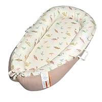 Little Grape Land Baby Nest Pod 90×65 cm, Reversible Double-Sided Muslin, Newborn Lounger 0–24 Months, 360° Bumper, Adjustable Ties, Portable Handles, Machine Washable, Birds