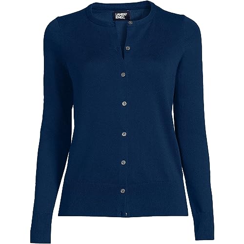 Image of Lands' End Women's Fine Gauge Cotton Cardigan Sweater