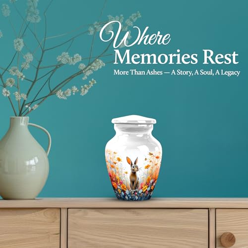 Image of Rabbit Urn Cremation Urn Human Ash 3 Inch 4 Qty | Decorative Urns for Male & Female Ashes Keepsakes Urns for Ashes