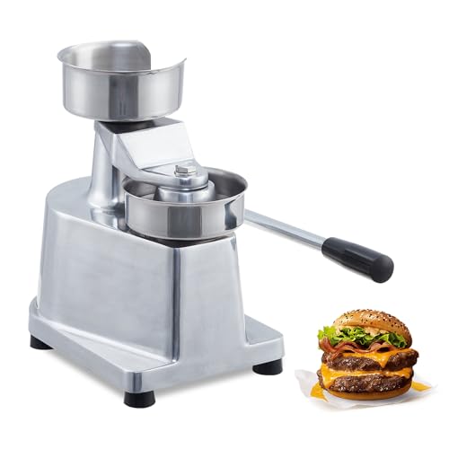 Commercial Burger Patty Maker with 500 Pcs Patty Papers, 6 in Hamburger Beef Patty Maker, Food-Grade Stainless Steel Hamburger Press Burger Machine, B