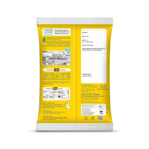 Image of Natureland Organics Moong Dal Yellow /Split Washed 500 Gm - Organic Healthy Pulses & Natureland Organics Arhar /Toor Dal 500 Gm - Organic Healthy Pulses