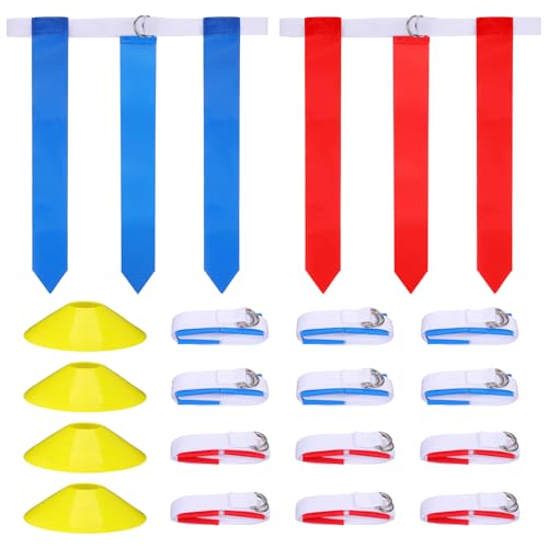 FRCOLOR Flag Football Belt Set 16 Pcs Training Kit Belts Flags Cones Perfect for Youth Adult Players
