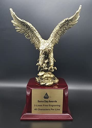 Same Day Awards Pershing Gold Eagle Trophy 14.5 Inches Personalize/Customize W/Free Engraving #TOP4