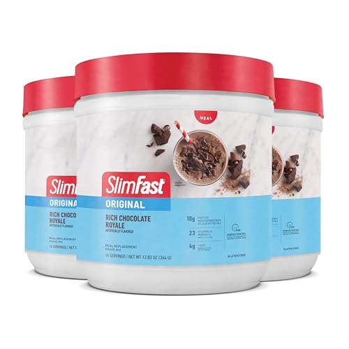 SlimFast Meal Replacement Powder, Original Rich Chocolate Royale, Weight Loss Shake Mix, 10g of...