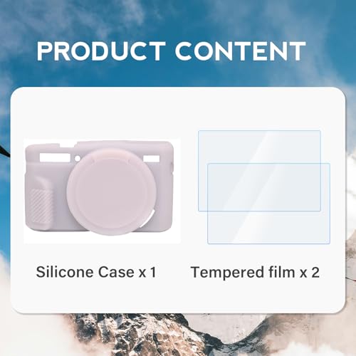 Funda para Canon G7X II de silicona con protector de pantalla rosa 7