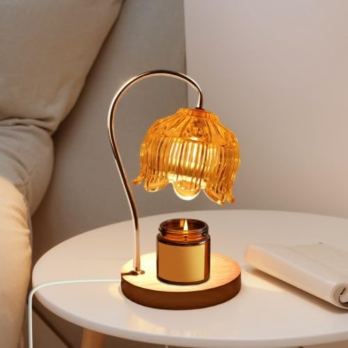 Jinlaili Lampe Chauffe-Bougie Électrique Parfumée avec Minuterie et Gradateur, Lampe à Bougie Vintage, Dimmable