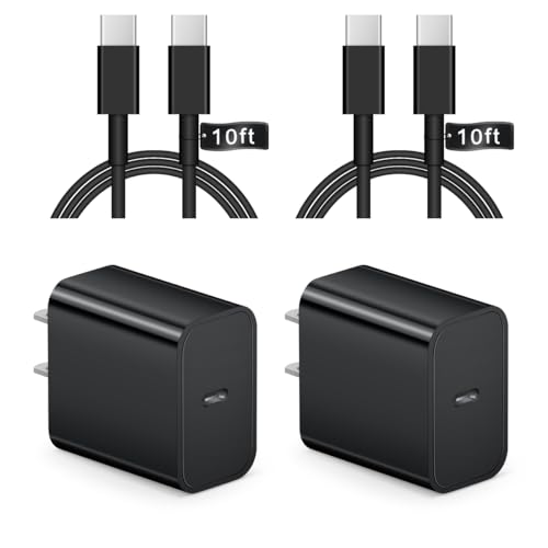 Image of iPhone 16 15 Charger Fast Charging 10Ft - 2 Pack 20W USB C Wall Charger Block and Type C to C Cable Compatible with iPhone 16/16 Pro/16 Pro Max/iPhone 15, iPad Pro, Air 5/4, iPad 10(Black)