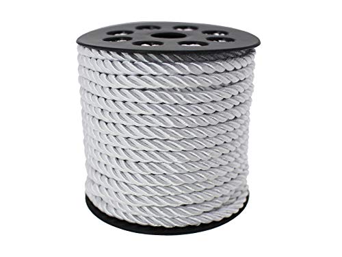 Pamir Tong 5Mm 3 Braided 20 Yards Cord Thread Decorative Twisted Satin Polyester Twine Cord Rope String Thread Shiny Cord Choker Thread Diy Cord Jewelry Findings Gd20Sc150 (White) #TOP6