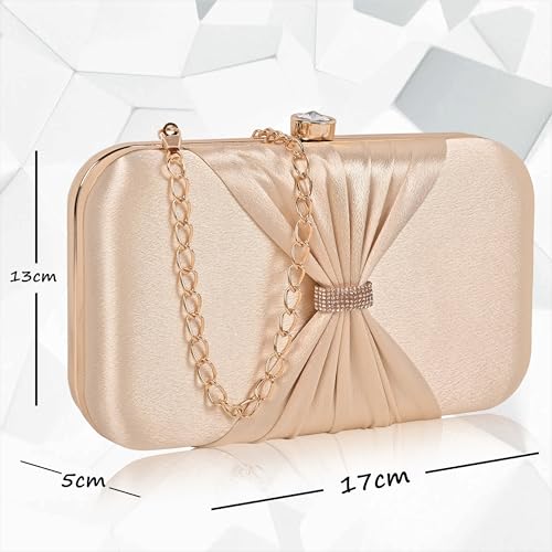 ADISA bow formal party clutch with gold chain for women and girls - Image 3
