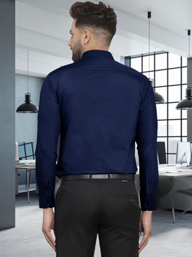 Image of Pinkmint Mens Long Sleeve Button Down Shirt for Men Collared Casual Formal Soild Shirt