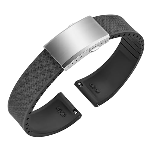 ULLCHRO FKM Rubber Watch Strap, Cut to Size Quick Release Fluororubber Watch Band Soft Replacement...