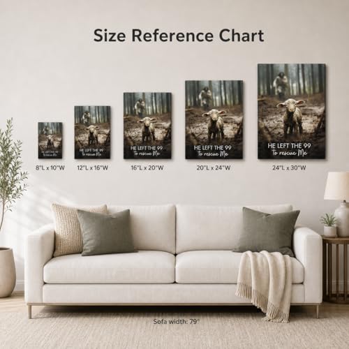 Image of GUN SUPPLIES OUTLET LLC Jesus With The Sheep Wall Art - Running After Lamb Canvas Print - He Left the 99 to Rescue Me - Christian Wall Art 12x16 inch