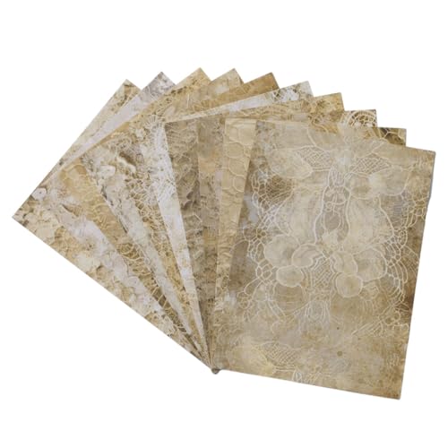BEAMARKER 60 hoja de 10 estilos de Papel de Álbum de Recortes con Flores de Encaje Vintage, Blocs de Papel para Manualidades Retro, Cartulina Decorativa para Decoupage, para Diario, Escritura de Carta