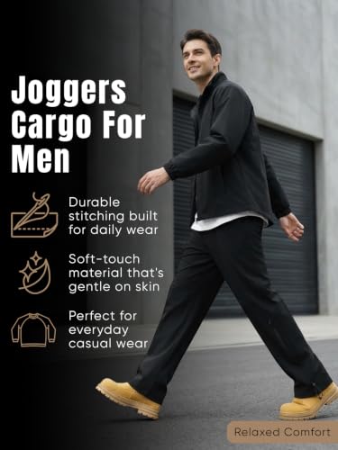Image of GRECIILOOKS Joggers Cargo For Men |Men's Lightweight Summer Cargo Jogger Pants - Loose Fit Streetwear Trousers with Zipper Pocket, Casual Athletic Wide Leg Track Pants for Outdoor, Travel & Everyday Wear