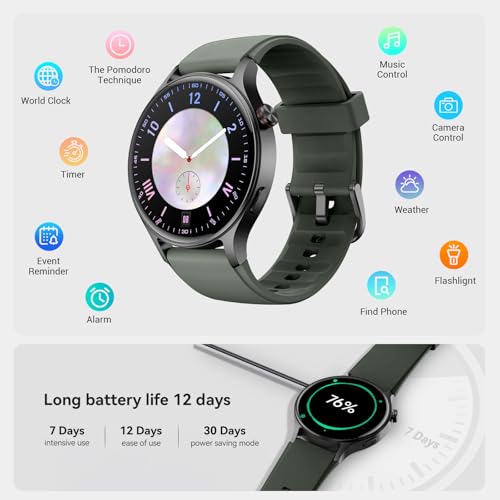Image of Fitpolo Smart Watch for Men Women,1.3 inch AMOLED Touchscreen Fitness Tracker, Make /Answer Calls, Heart Rate SpO2 Monitor, 3ATM Waterproof, Sleep & Activity Tracking Smartwatch for Android Phones iPhone