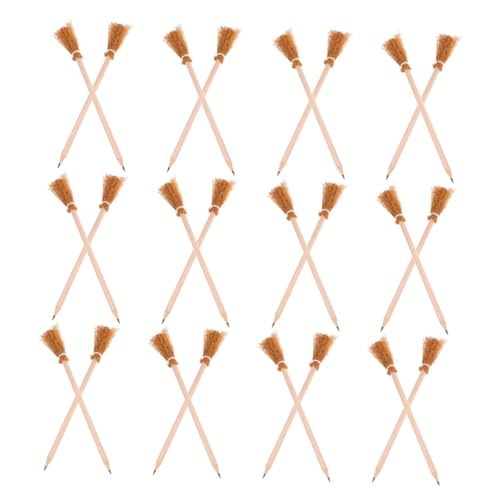 WEKADRIN 30 St Halloween Häxkvastpennor i Trä Unika Skrivverktyg med Hållbar Design för Pojke Flicka Skola Festdekorationer Halloween Party Favoriter Kontorsmaterial