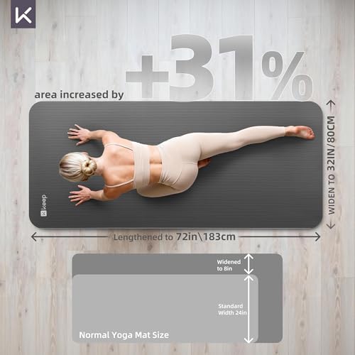 KEEP Extra Thick NBR Yoga Mat for Women & Men, 10mm Thick, 72”x32” Large Exercise Mat with Non-Slip Workout Mat for Yoga, Pilates, Stretching, Meditation – Wide & Cushioned Fitness Mat - Image 3