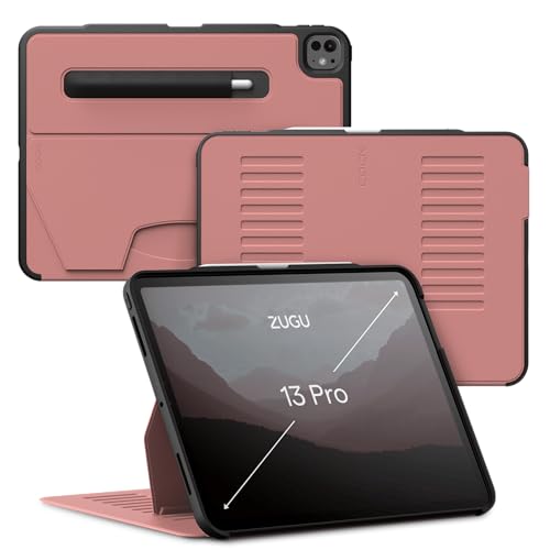 Image of ZUGU CASE iPad Pro 13 inch Case, Ultra Slim Protective Cover Designed for iPad Pro 13 (8th /7th Gen) (M5 /M4) (2025 /2024), Wireless Pencil Charging, Multiple Viewing Angles (Sleep /Wake Cover) - Desert Rose