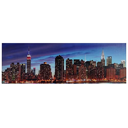 Décoshop26 Tableau LED sur Toile illuminé Tableau Mural minuterie certifié FSC 120x40cm New York 04_0003567