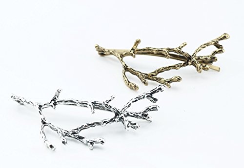 Oopsu 6Pcs Minimalist Dainty Gold Silver Metal Hairpin Hair Clip Clamps,Metal Branches Hairpin Hair Accessories #TOP1