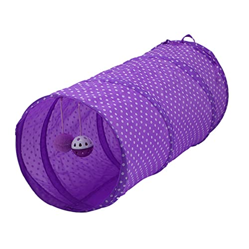 Haustier- Tunnel, Röhrenspielzeug, zusammenklappbar, für Katzen, Hunde, Röhrenspielspielzeug, interaktives Training, Welpen- und Kitty- Tunnel, violett, 1 Stück