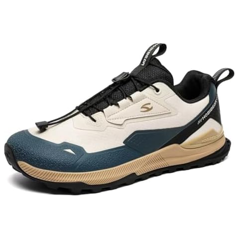 HOBIBEAR Men's Wide Toe Walking Shoes Zero Drop Non Slip Wear Resistant Sneakers White Blue Cover