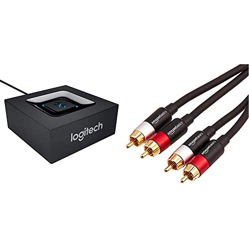 Adaptateur Audio bluetooth Logitech et câble RCA Amazon Basics pour haut-parleurs PC et stéréo