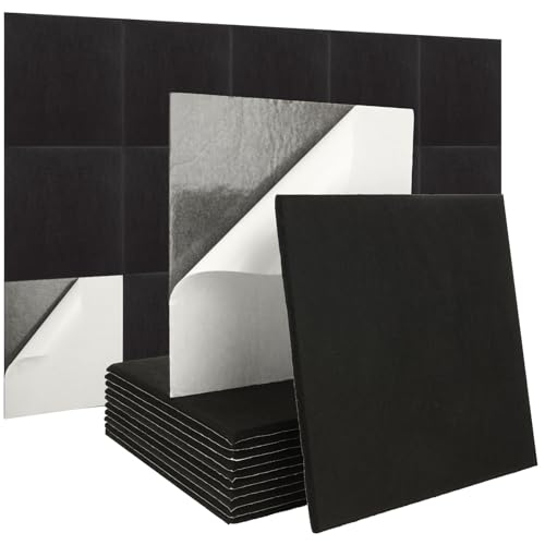 LDHHYH Pacote com 18 painéis acústicos pretos de 30 x 30 x 0,12 cm, painéis de parede autoadesivos à