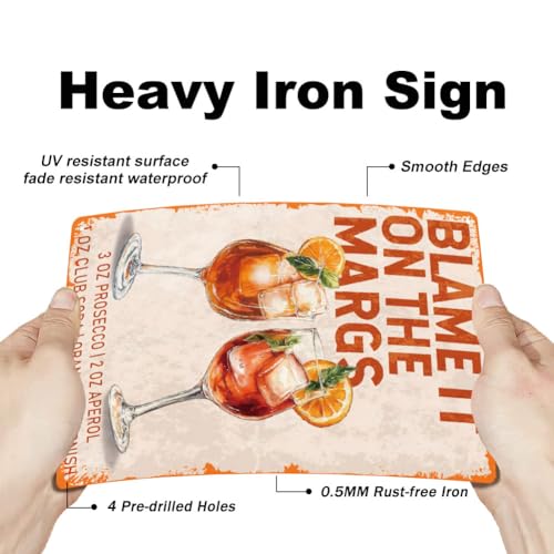 SUPERDANT Cocktail Tin Signs Balme It On The Margs Metal Sign Poster Wine Drink Vintage Funny Wall Art Plaque Home Wall Decor for Man Cave Garage Bar Pub Kitchen Living Room Bedroom Party Decor Gifts