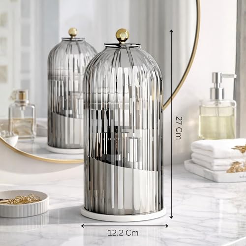 Image of KiZY Luxury 360 Rotating Makeup Brush Holder Organizer | Countertop Organizer Skincare Storage for Vanity, Desktop, Bathroom, Cosmetics | Lipstic, Eyeliners, Perfume Storage. (BLACK DOM)
