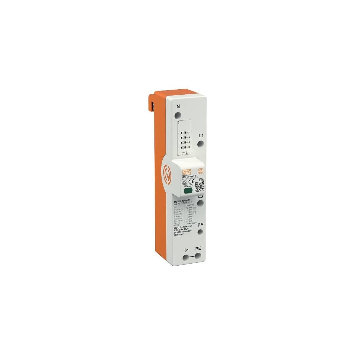 OBO-BETTERMANN 5096975 Descargdr. 1+2 Fijación Barra 3 Polos con NPE